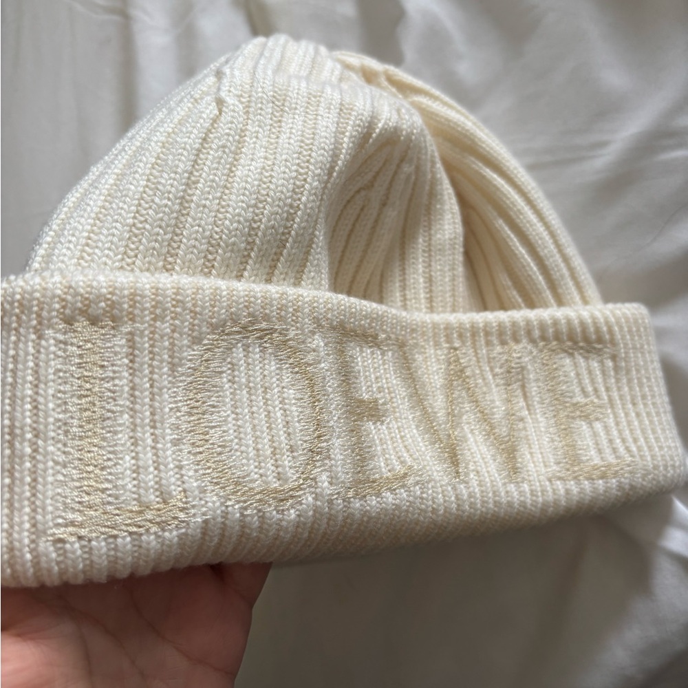 Loewe Ivory Ribbed Knit Hat - Picture 2 of 5